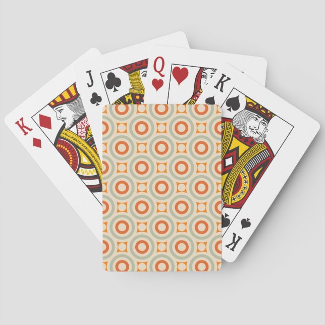 Vintages geometrisches Kreis-Muster Spielkarten (Rückseite)