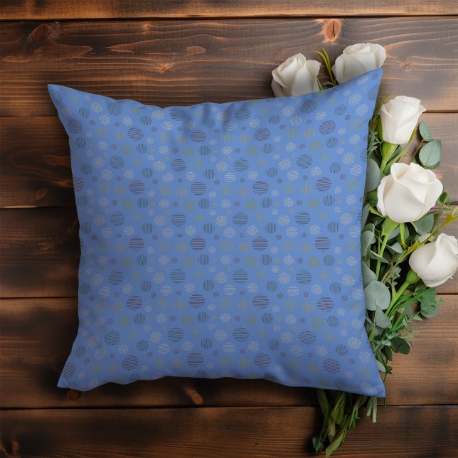 Vintages geometrisches Linienmuster blau Kissen (Von Creator hochgeladen)