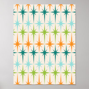 Vintages geometrisches Sternexplosion-Plakat Poster