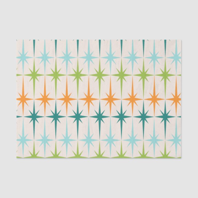Vintages geometrisches Sternexplosion-Seidenpapier Seidenpapier (Vorderseite)