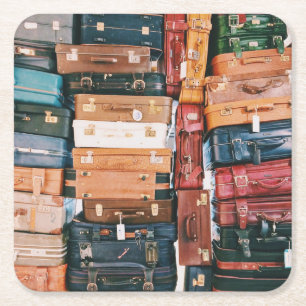 Vintages Gepäck Rechteckiger Pappuntersetzer