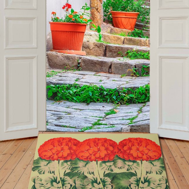 Vintages Geranium Trio - fett blühende Doormat Fußmatte (Von Creator hochgeladen)