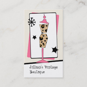Vintages Geschäft / Boutique - Leopard, rosa Klei Visitenkarte