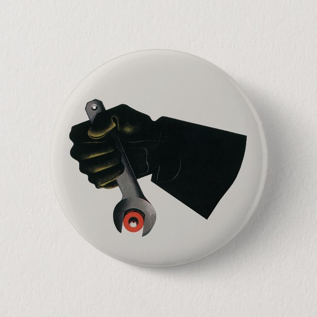 Vintages Geschäft, Fabrikmachinist Button (Vorderseite)