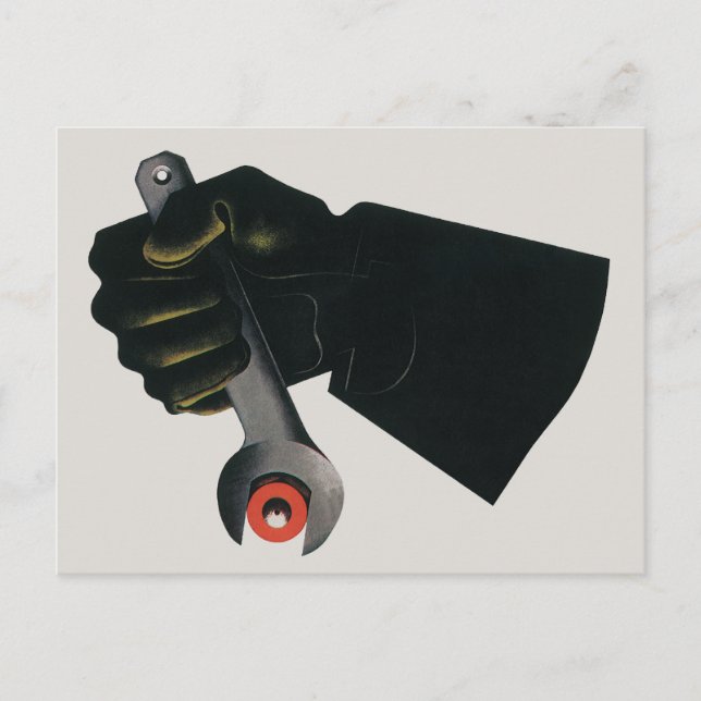 Vintages Geschäft, Fabrikmachinist Postkarte (Vorderseite)