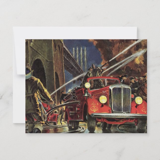 Vintages Geschäft, Feuerwehrmänner Feuerwehrfahrze (Vorderseite)