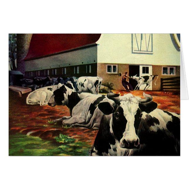 Vintages Geschäft, Holstein Milchkühe auf Milchfar (Vorderseite (Horizontal))