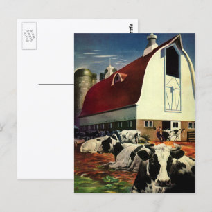 Vintages Geschäft, Holstein Milchkühe auf Milchfar Postkarte