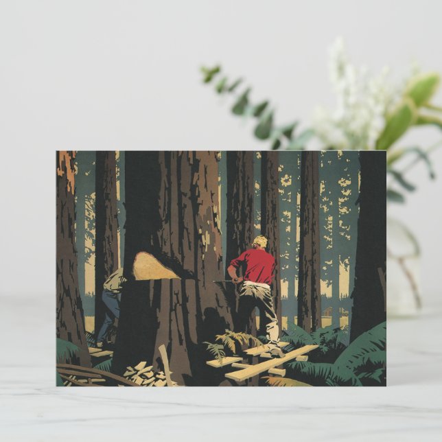 Vintages Geschäft, Holzindustrie, Redwood-Wald (Stehend Vorderseite)