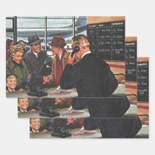 Vintages Geschäft, Mitarbeiter am Airline Counter Geschenkpapier Set