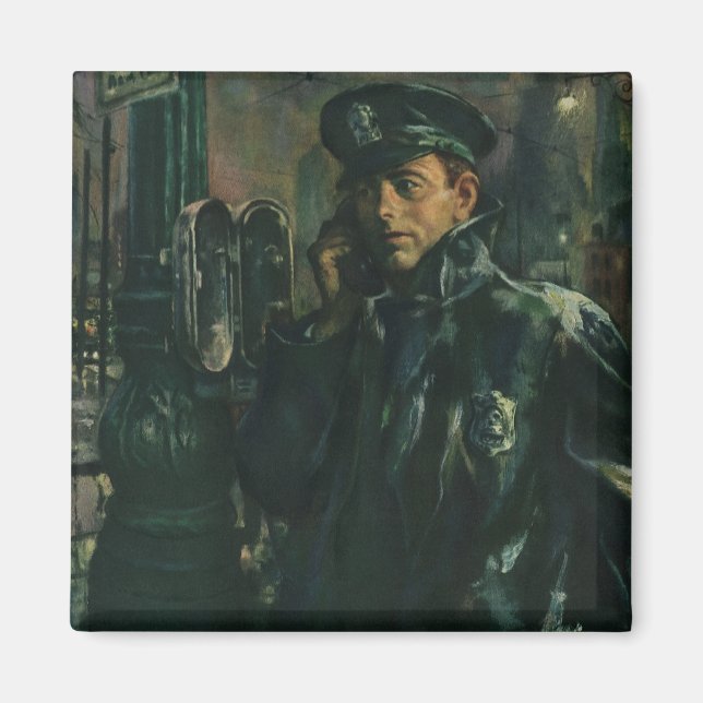 Vintages Geschäft, Polizist für Notruf Magnet (Vorne)