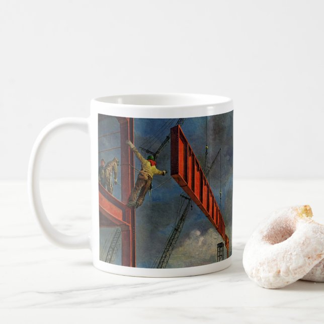 Vintages Geschäft, Stahlarbeiter Kaffeetasse (Mit Donut)