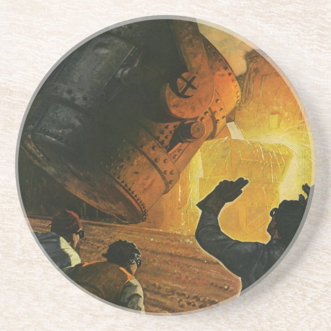 Vintages Geschäft, Stahlindustrie Getränkeuntersetzer (Vorne)