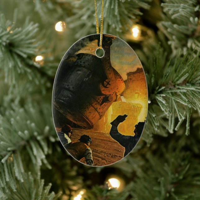 Vintages Geschäft, Stahlindustrie Keramik Ornament (Baum)