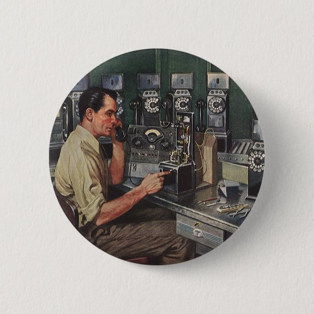 Vintages Geschäft, Telefonreparateur Button (Vorderseite)