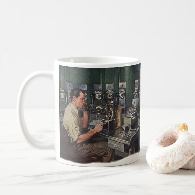 Vintages Geschäft, Telefonreparateur Kaffeetasse (Mit Donut)