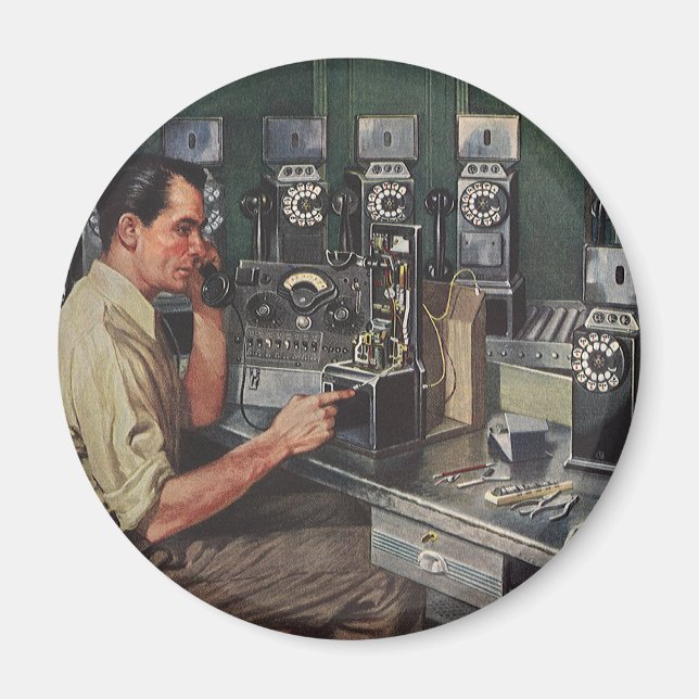 Vintages Geschäft, Telefonreparateur Magnet (Vorne)
