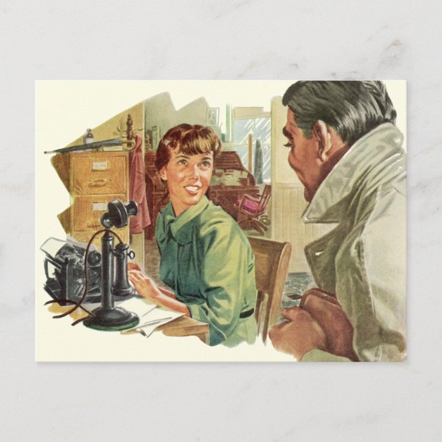 Vintages Geschäftsbüro, Vorstandsvorsitzender und  Postkarte (Vorderseite)