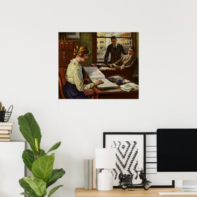 Vintages Geschäftstreffen, Büro mit Führungskräfte Poster (Heimbüro)