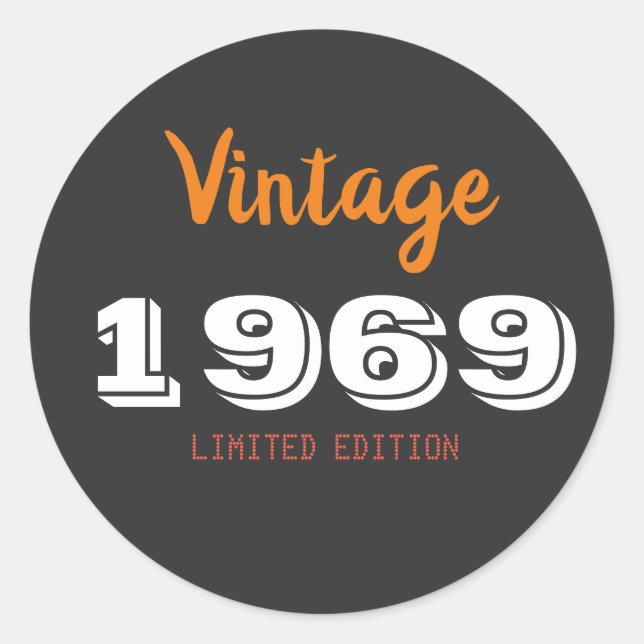 Vintages Geschenk von 1969 Runder Aufkleber (Vorderseite)