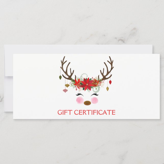 Vintages Geschenkzertifikat "Reindeer Holiday" (Vorderseite)