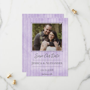 Vintages gestreiftes Foto   SAVE THE DATE LILA