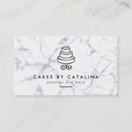 Vintages gestuftes Cake-Logo auf der Marmorbäckere Visitenkarte