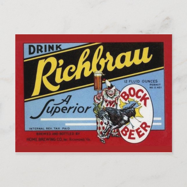 Vintages Getränke-Etikett Postkarte (Vorderseite)