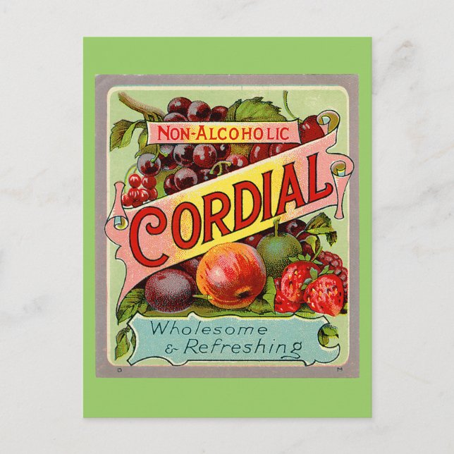 Vintages Getränkeetikett Postkarte (Vorderseite)