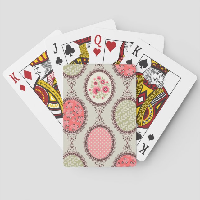 Vintages Gewebe: Patchwork Nahtloses Design. Spielkarten (Rückseite)