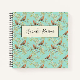 Vintages gezeichnetes europäisches Vogelmuster Notizbuch