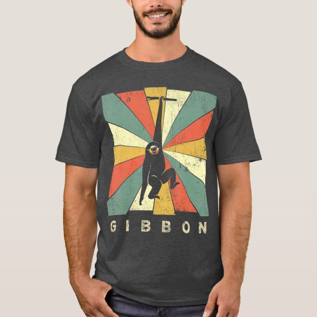 Vintages Gibbon Lover Retro Style Tier T-Shirt (Vorderseite)