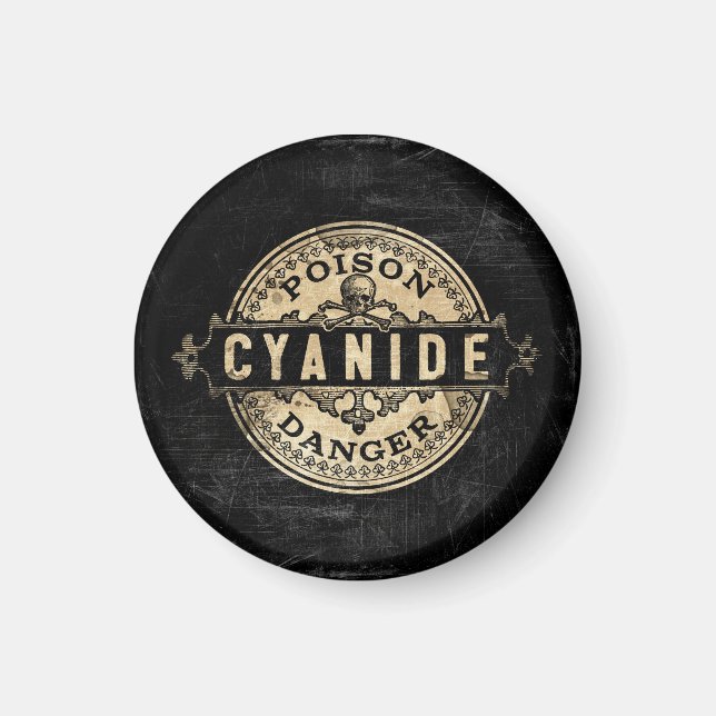 Vintages Giftetikett mit Cyanide Magnet (Vorne)