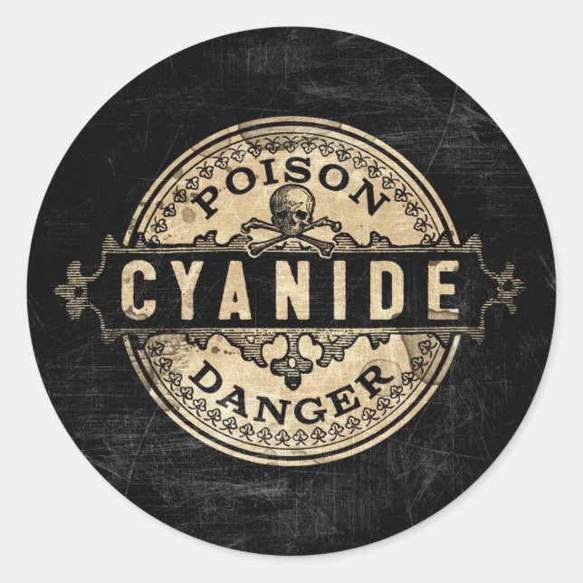 Vintages Giftetikett mit Cyanide Runder Aufkleber (Vorderseite)