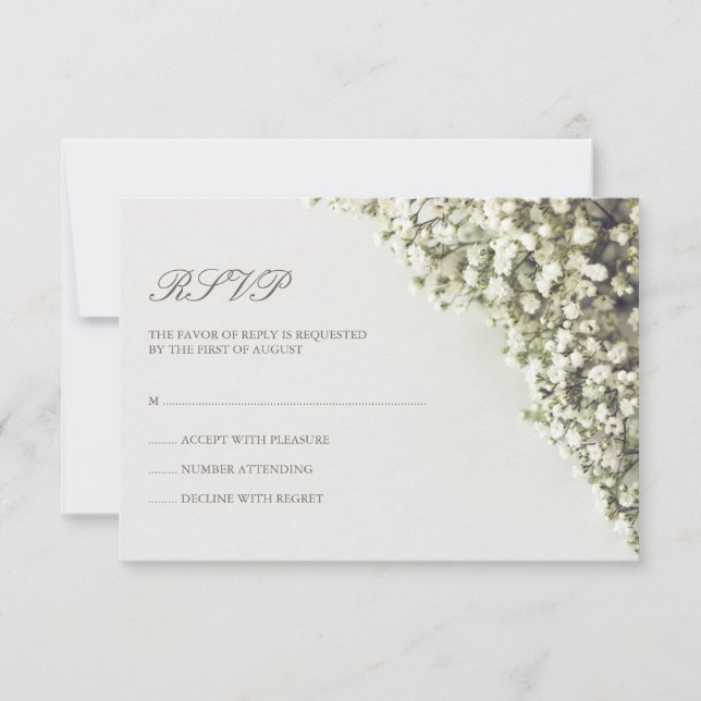 Vintages Gipskraut Hochzeit RSVP (Vorderseite)