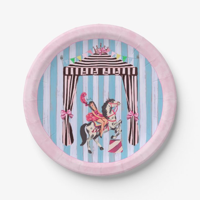 Vintages Girl Circus Party Pappteller (Vorderseite)