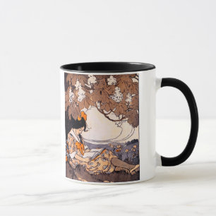 Vintages Girl Reading unter einem Baum Tasse