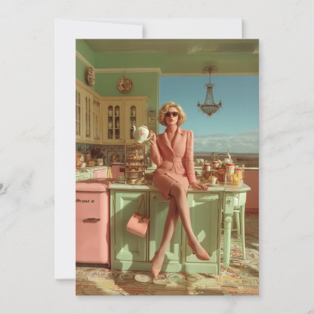 Vintages Glam in der Küche Einladung (Vorderseite)