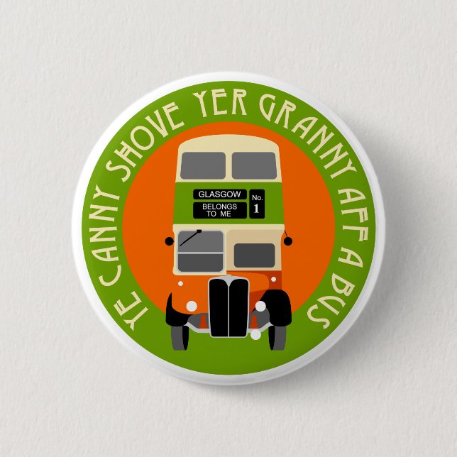 Vintages Glasgow-Doppeldecker-Bus-Abzeichen Button (Vorderseite)