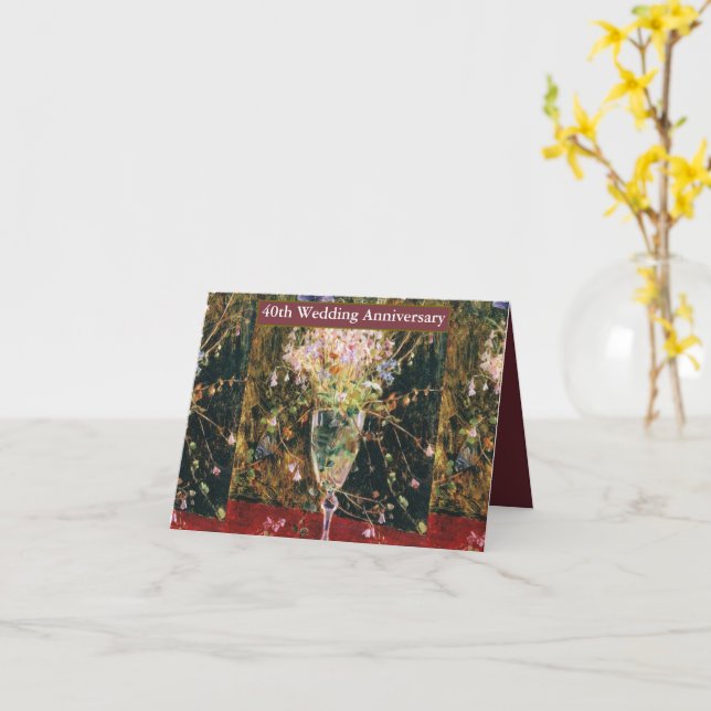 Vintages Glück 40. Hochzeitstag Karte (Gelbe Blume)