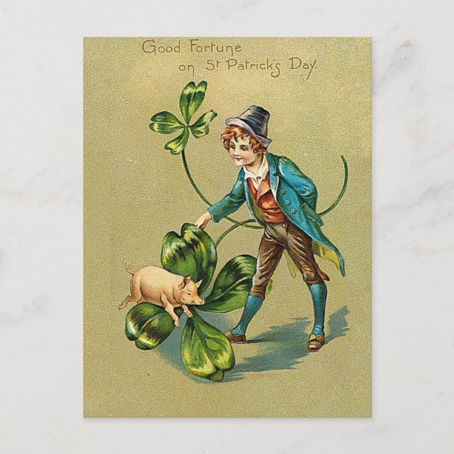  Vintages Glück am St. Patrick's Day Postkarte (Vorderseite)
