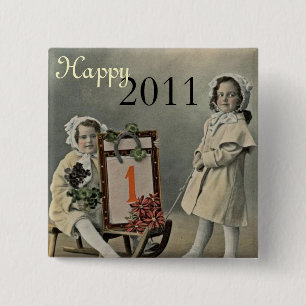 Vintages Glück im neuen Jahr! Button