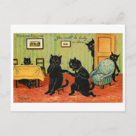 Vintages Glück Schwarze Katzen Glück in der Liebe Postkarte