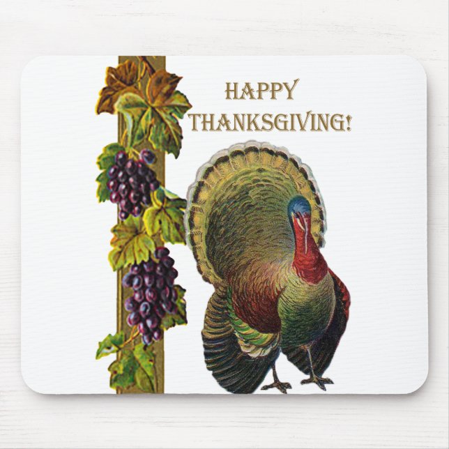 Vintages Glück Thanksgiving Türkei Mousepad (Vorne)