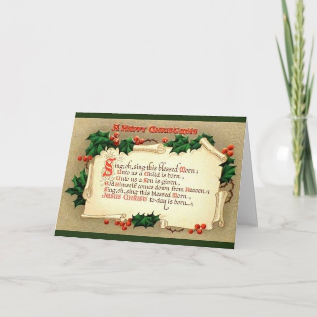 Vintages Glück Weihnachten Religiöse Grußkarte (Vorderseite)