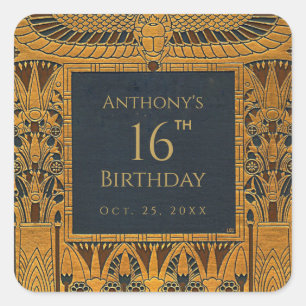 Vintages Gold Ägyptisches Thema Geburtstag Elegant Quadratischer Aufkleber