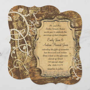 Vintages Gold Altes Barnholz Vine Swirt Hochzeit Einladung
