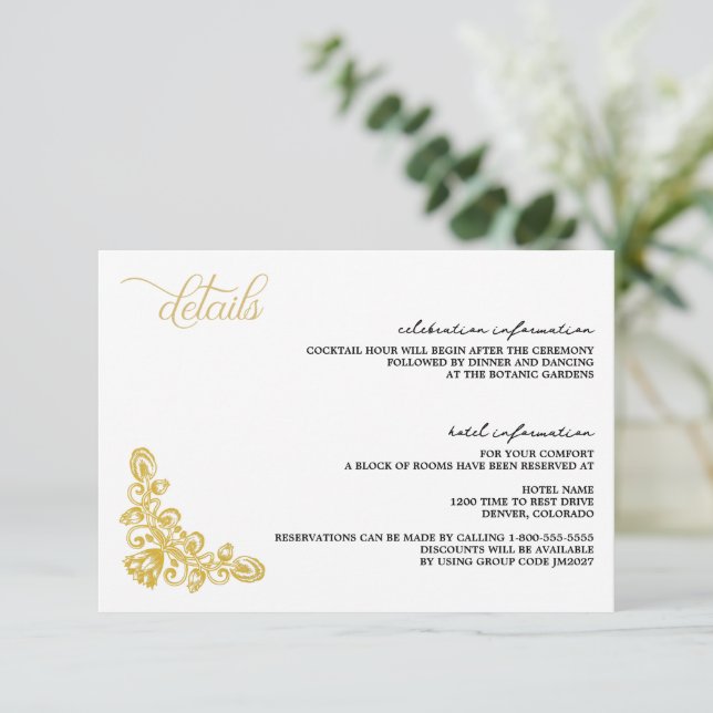 Vintages Gold Begleitkarte (Stehend Vorderseite)