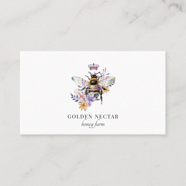 Vintages Gold Biene Logo Honeybeeper Visitenkarte (Vorderseite)