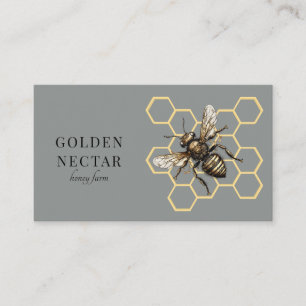 Vintages Gold Biene Logo Honeybeeper Visitenkarte